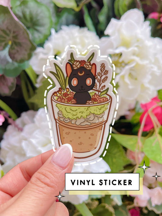 Moon Kitty Planter Vinyl Sticker