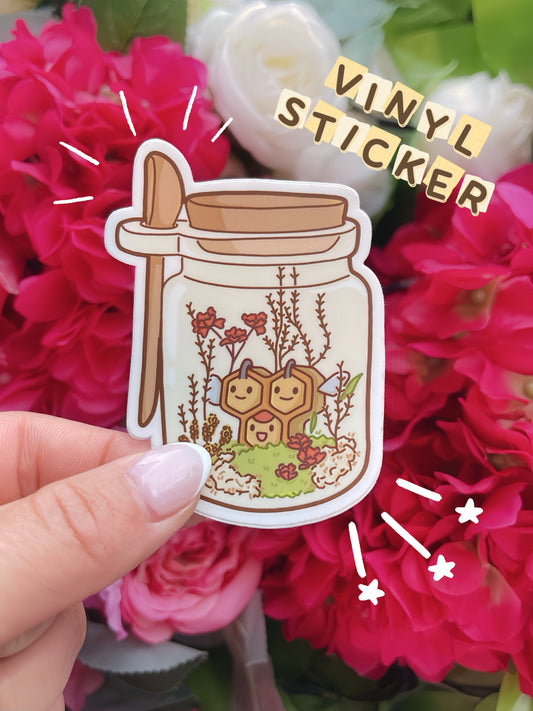 Jar o’ Honeybee Vinyl Sticker