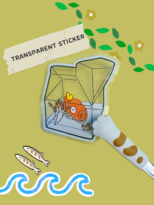 Gold Fish Carton Transparent Sticker