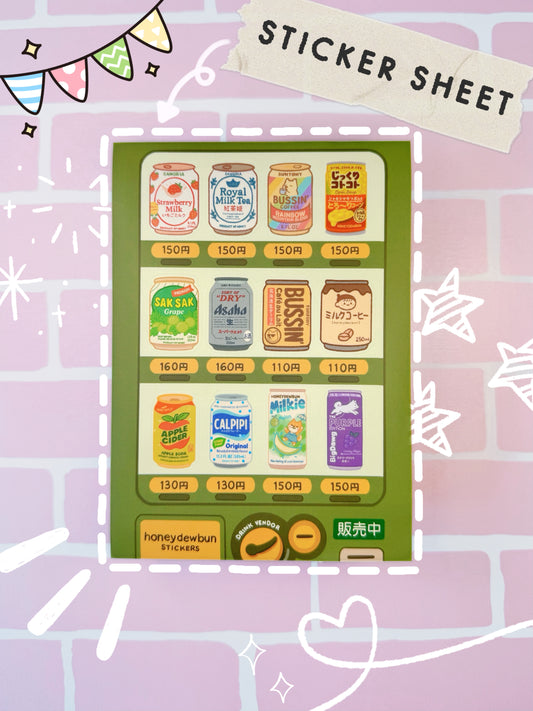 Drink Cans Vending Machine - A6 Sticker Sheet