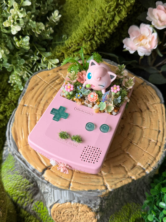 Sleepy Pink Puff GBC Console Terrarium